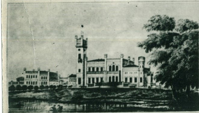 Archiwalne zdjęcie pałacu przed rozbudową.